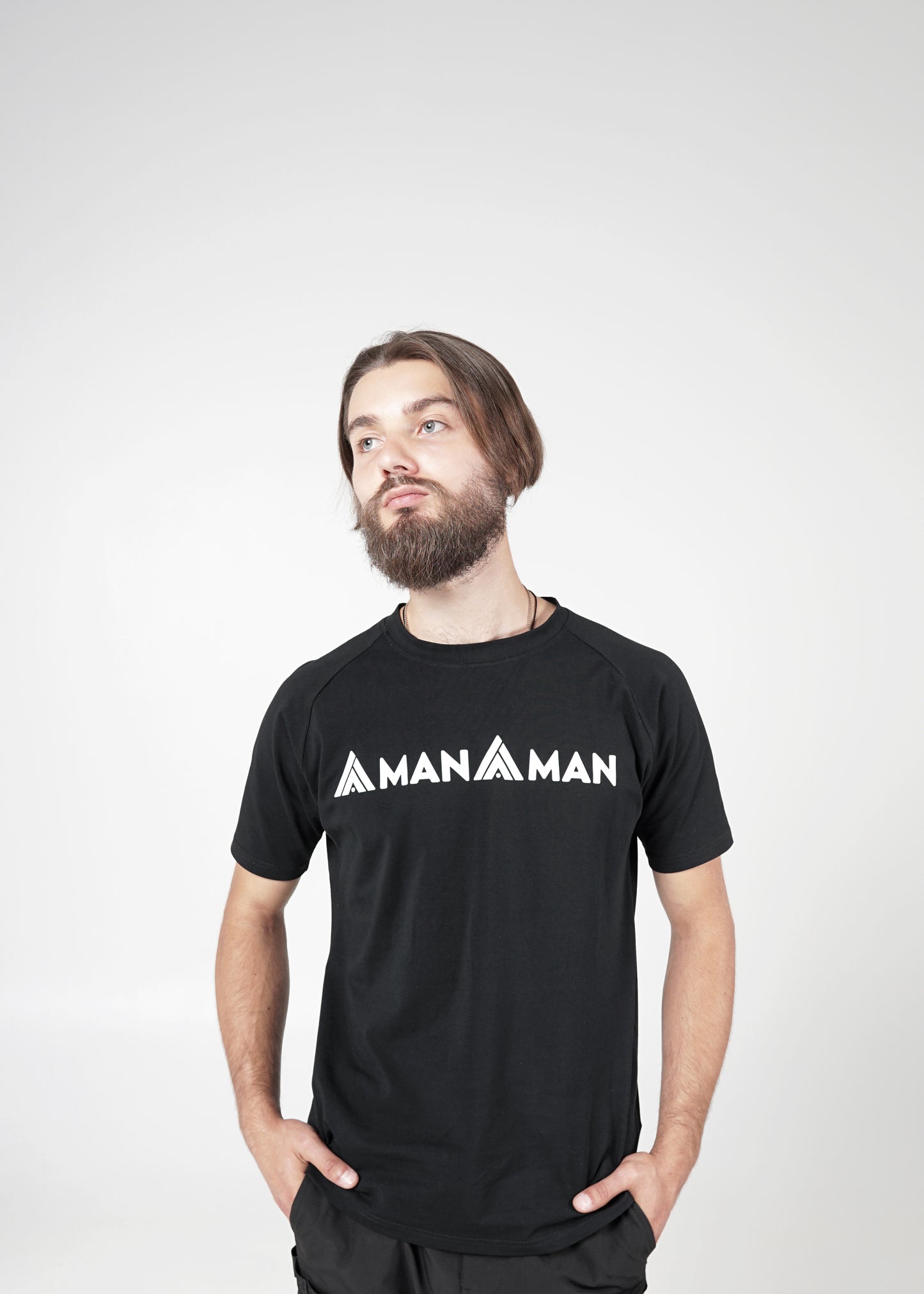 Men's Raglan T-shirt - Black - AmanAman