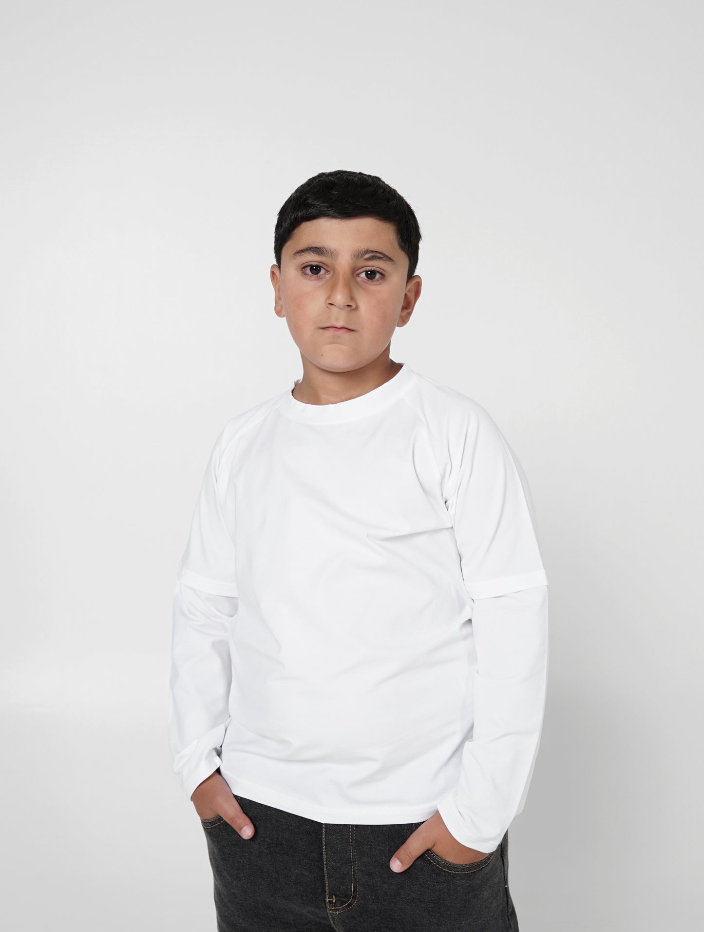 Kids Raglan Long Sleeve Shirt - White