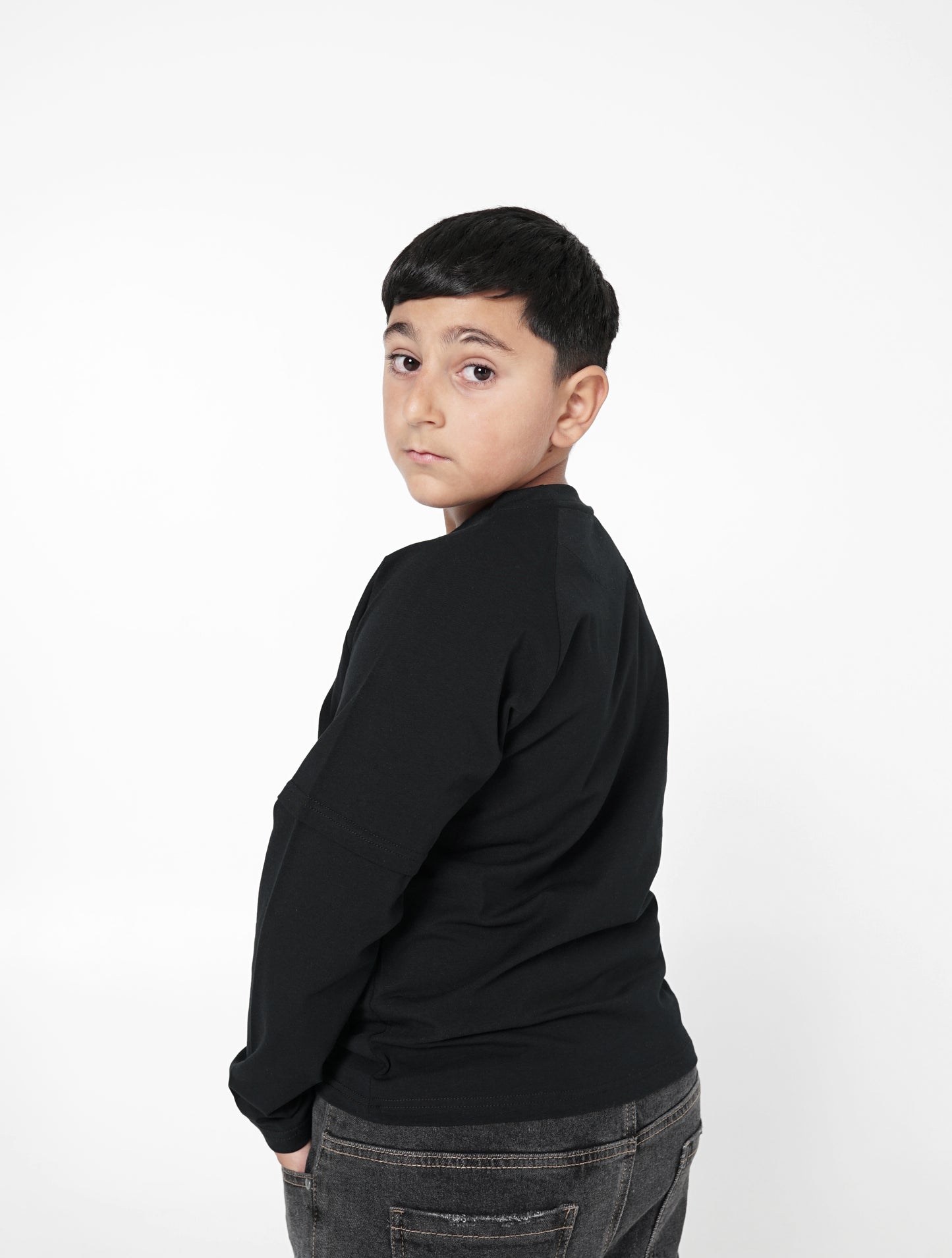 Kids Raglan Long Sleeve Shirt - Black