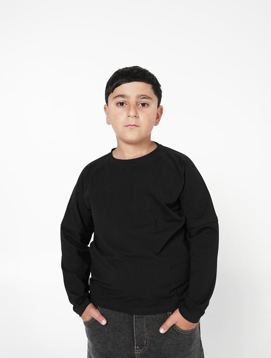 Kids Raglan Long Sleeve Shirt - Black