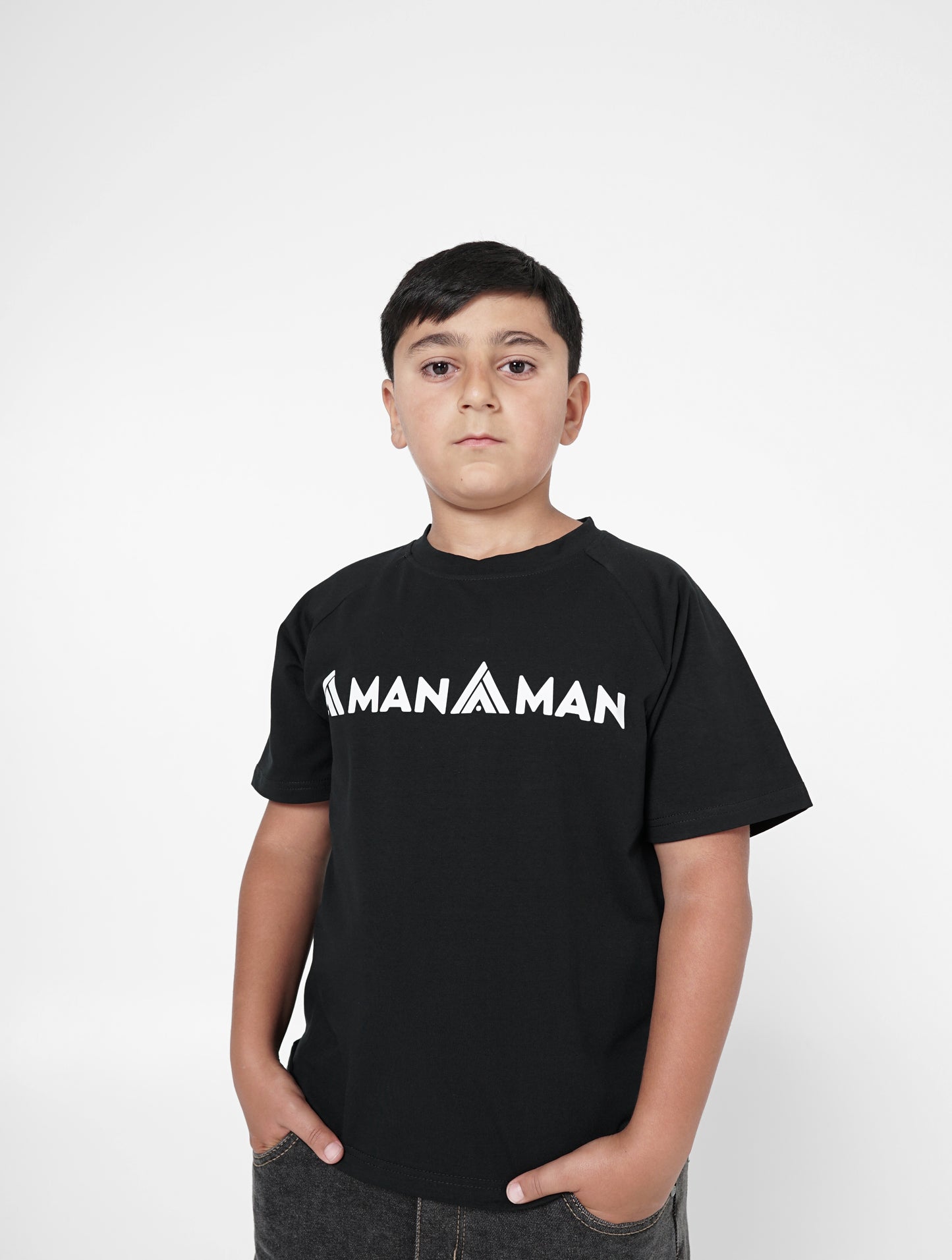 Kids Raglan T-shirt - Black - AmanAman